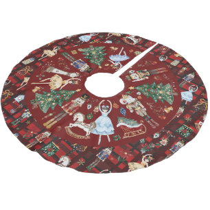 Jupon De Sapin En Polyester Brossé Casse-Noisette Noël Vintage Ballet à carreaux roug