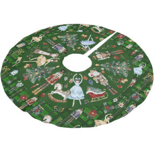 Jupon De Sapin En Polyester Brossé Casse-Noisette Noël Vintage Ballet Carreaux Verts