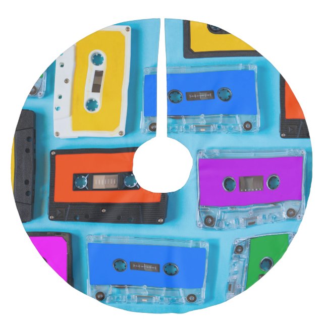 Jupon De Sapin En Polyester Brossé Cassette Rétro : Collection Arrière - plan Bleue (Devant)