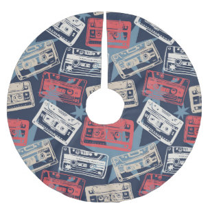 Jupon De Sapin En Polyester Brossé Cassettes Vielles Musique Vintage sans couture