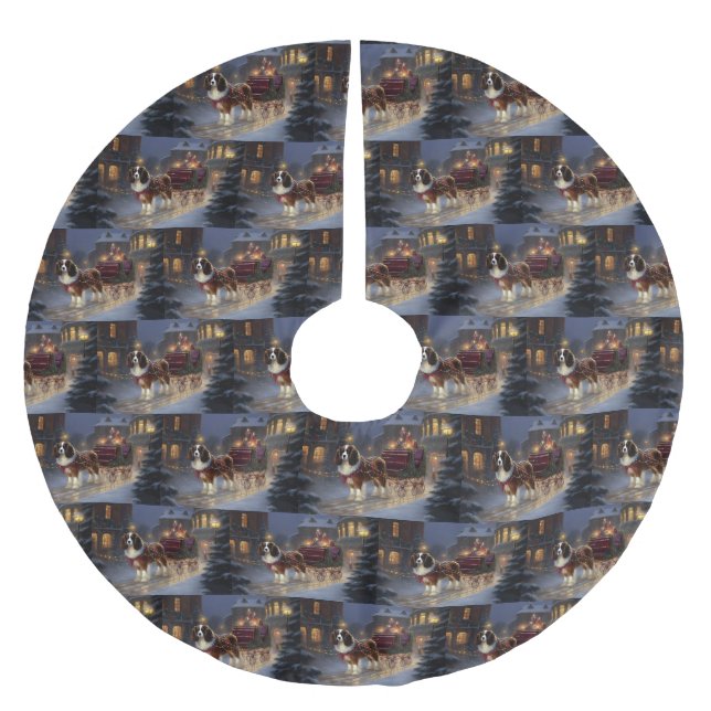 Jupon De Sapin En Polyester Brossé Cavalier King Charles Spaniel Noël Festive (Devant)