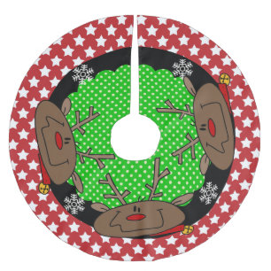 Jupon De Sapin En Polyester Brossé Ceintures et points Reindeer Jupe d'arbre de vacan