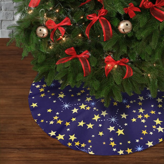 Jupon De Sapin En Polyester Brossé Céleste Cute étoile Motif de nuit Marine Bleu (Créateur téléchargé)