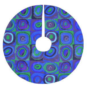 Jupon De Sapin En Polyester Brossé Cercle Carré Kandinsky Farbstudie Blue Quadrate
