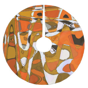 Jupon De Sapin En Polyester Brossé Cercles d'automne lumineux : motif abstrait.