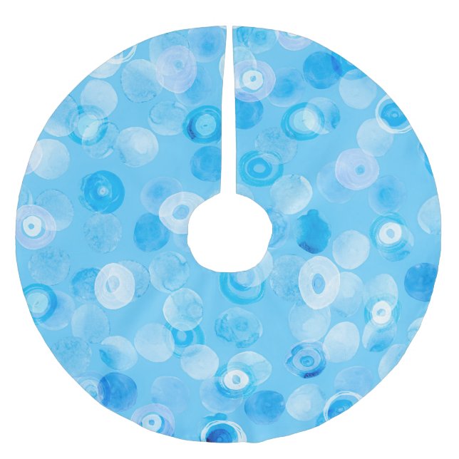Jupon De Sapin En Polyester Brossé Cercles d'hiver : Pois Abstraits. (Devant)
