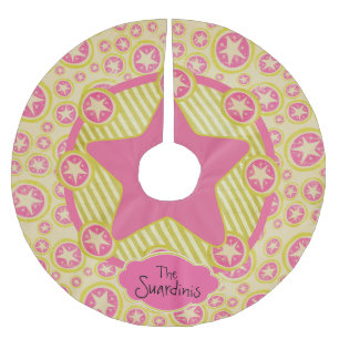 Jupon De Sapin En Polyester Brossé Cercles, étoiles, bandes Jupe d'arbre personnalisé