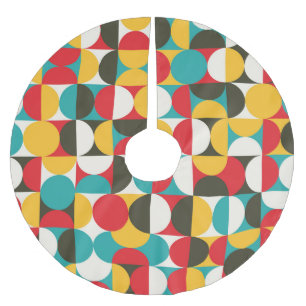 Jupon De Sapin En Polyester Brossé Cercles rétro : Motif Hipster coloré.