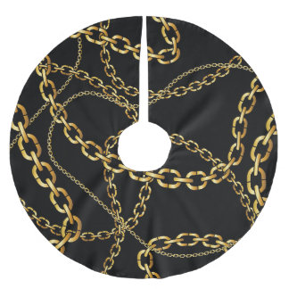 Jupon De Sapin En Polyester Brossé Chaîne dorée transparente, motif élégante.
