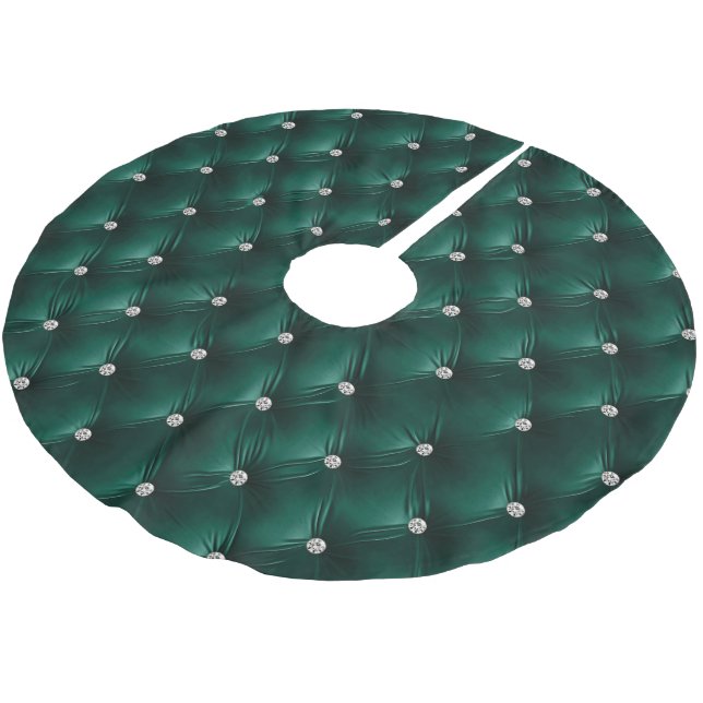 Jupon De Sapin En Polyester Brossé Chaleureux Turquoise Vert Faux Velvet (Angle)
