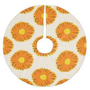 Jupon De Sapin En Polyester Brossé Chamomilles : Modèle Floral Vintage.