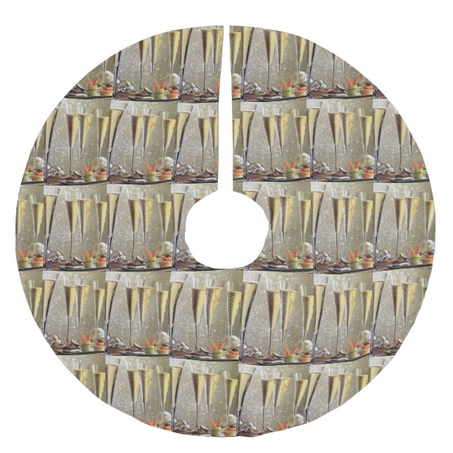 JUPON DE SAPIN EN POLYESTER BROSSÉ CHAMPAGNE DELIGHT TREE SKIRT (Devant)