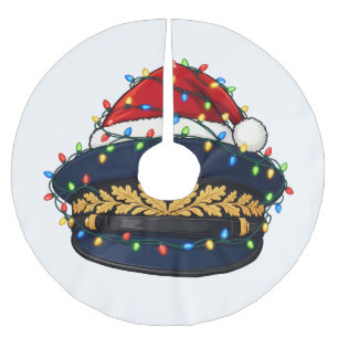 Jupon De Sapin En Polyester Brossé Chapeau de capitaine Santa Chapeau Lumières de Noë