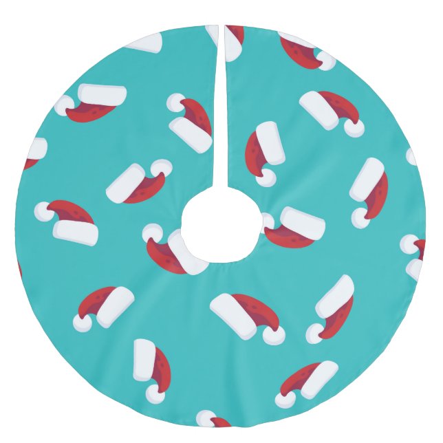 Jupon De Sapin En Polyester Brossé Chapeaux de Père Noël Aqua Turquoise Bleu Clair &  (Devant)