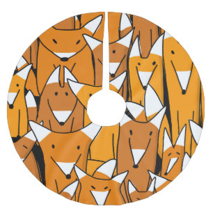 Jupon De Sapin En Polyester Brossé Charmante famille Fox : Motif animal joueuse