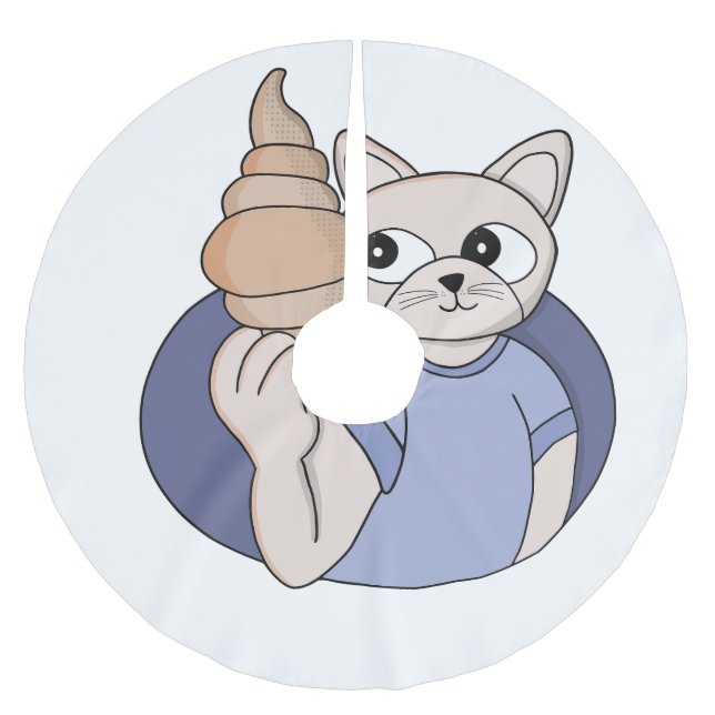 Jupon De Sapin En Polyester Brossé Chat au croissant drôle (Devant)