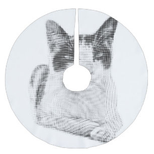 Jupon De Sapin En Polyester Brossé Chat calico minimal halftone