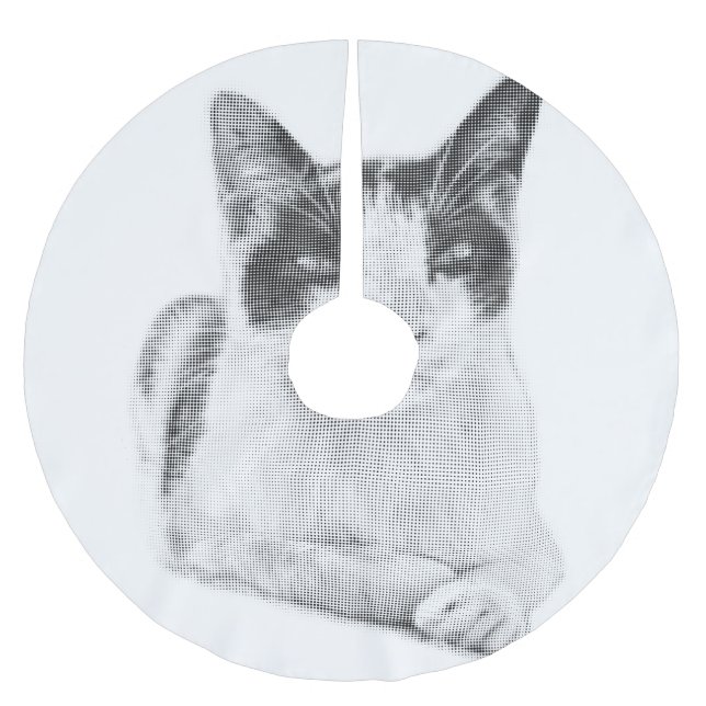 Jupon De Sapin En Polyester Brossé Chat calico minimal halftone (Devant)