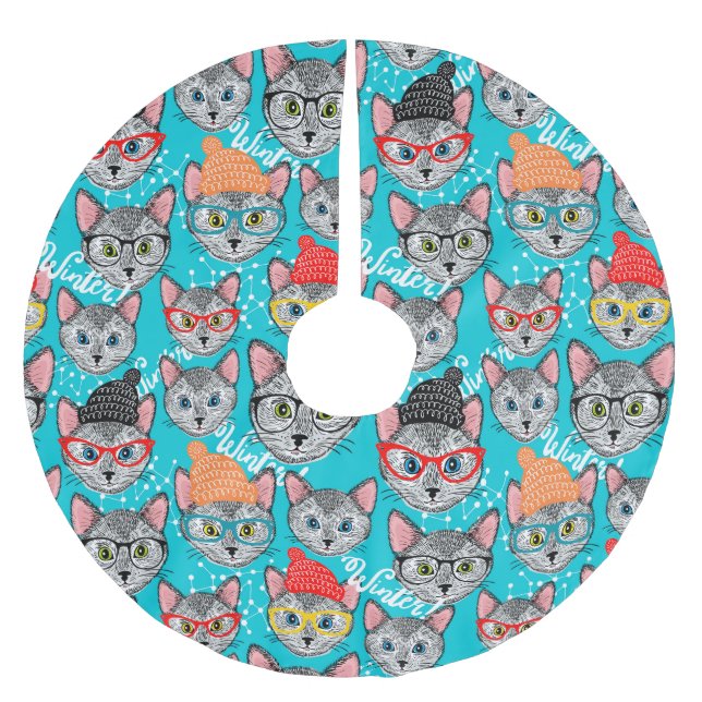 Jupon De Sapin En Polyester Brossé Chat dans le casquette (Devant)