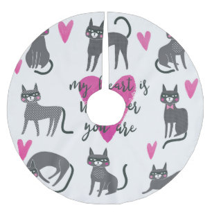 Jupon De Sapin En Polyester Brossé Chat mignon : illustration en lettres d'amour.