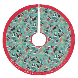 Jupon De Sapin En Polyester Brossé Chats amusants et bas de Noël