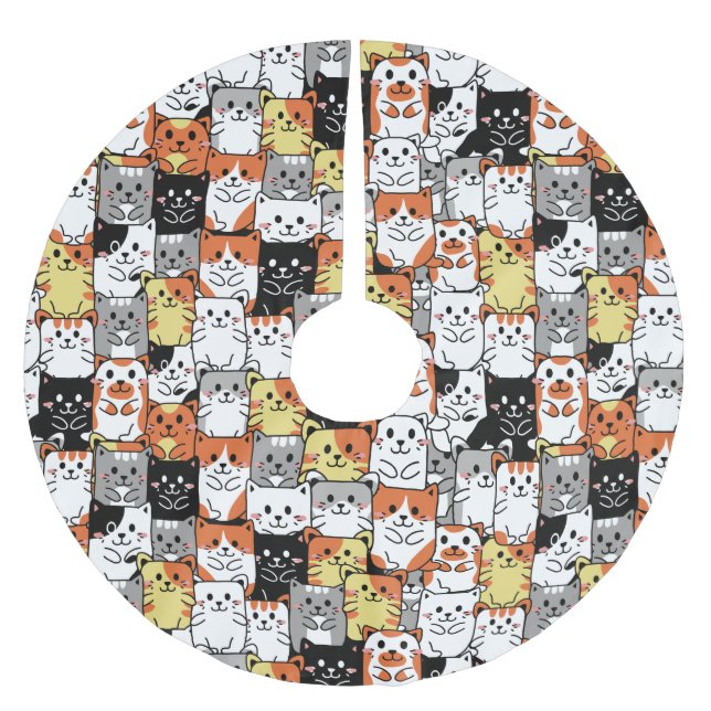 Jupon De Sapin En Polyester Brossé Chats mignons (Devant)