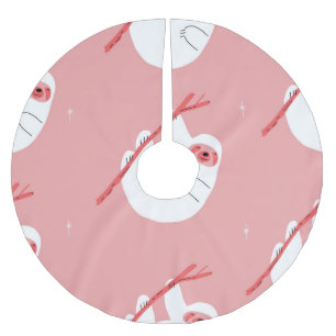 Jupon De Sapin En Polyester Brossé Chemin rouge Tropical rose Vintage