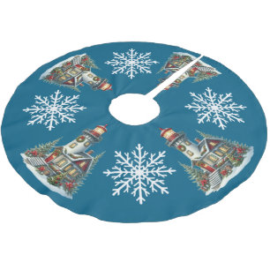 Jupon De Sapin En Polyester Brossé Chemise d'arbre du phare de Noël