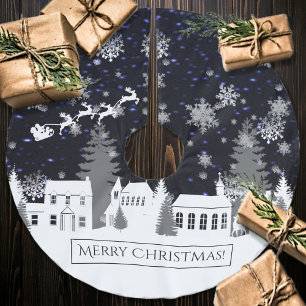 Jupon De Sapin En Polyester Brossé Chemise d'arbre du village de Noël