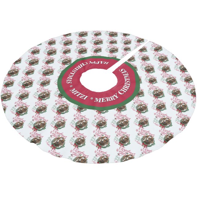 Jupon De Sapin En Polyester Brossé CHÈQUE | voeux de Noël Bébé Chèvre Baisers Boer (Angle)