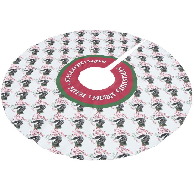 Jupon De Sapin En Polyester Brossé CHÈQUE | voeux de Noël Bébé Chèvre Baisers Nubian  (Angle)