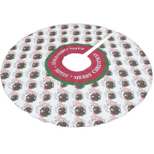 Jupon De Sapin En Polyester Brossé CHÈQUE   voeux de Noël Bébé Chèvre Baisers Nubian 