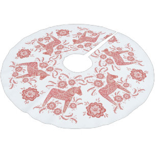 Jupon De Sapin En Polyester Brossé Cheval de Dala suédois Rouge et blanc