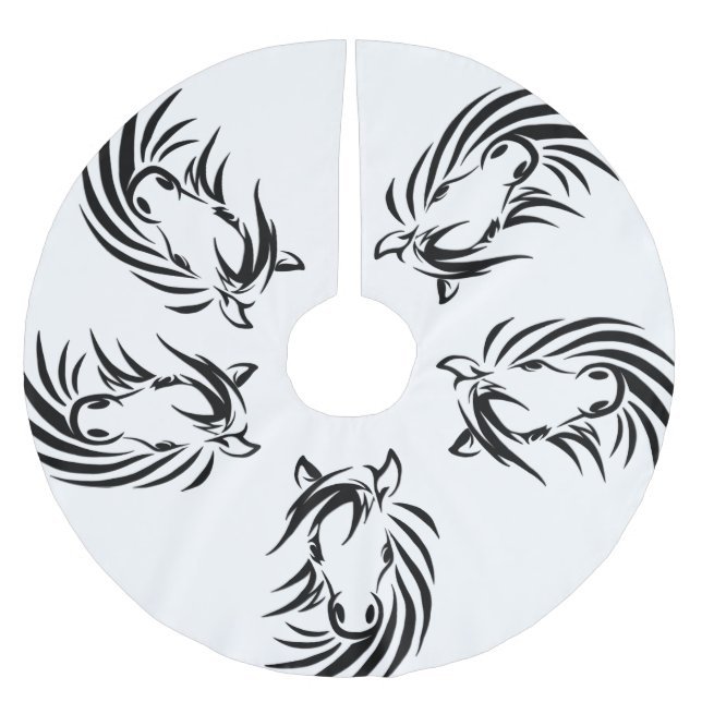 Jupon De Sapin En Polyester Brossé Cheval noir (Devant)