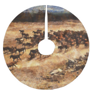 Jupon De Sapin En Polyester Brossé Chevaux Sauvages : Majesté d'Animal Artistique.