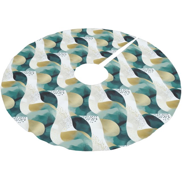 Jupon De Sapin En Polyester Brossé Chic Gold Green White Abstrait (Angle)