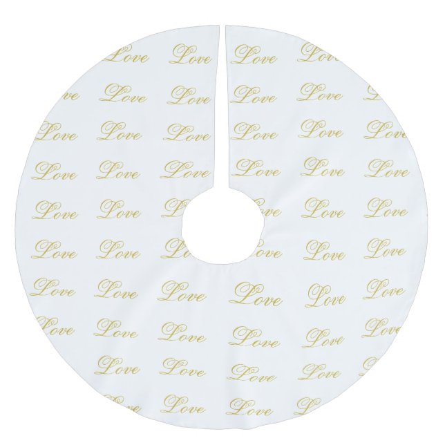 Jupon De Sapin En Polyester Brossé Chic Gold Script White Love Mariage Calligraphie (Devant)