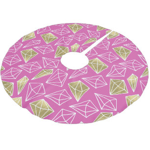 Jupon De Sapin En Polyester Brossé Chic rose diamants or Noël