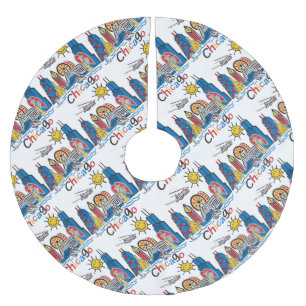 Jupon De Sapin En Polyester Brossé Chicago Kids Skyline