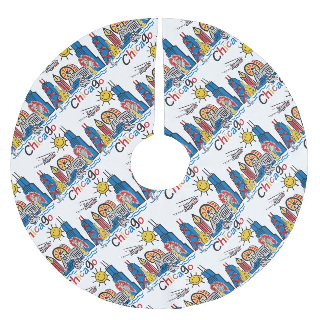 Jupon De Sapin En Polyester Brossé Chicago Kids Skyline (Devant)