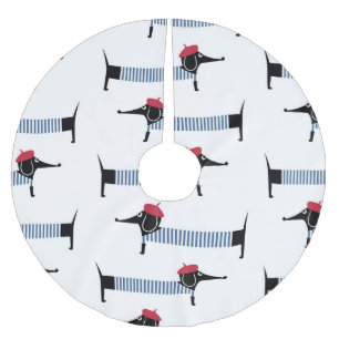 Jupon De Sapin En Polyester Brossé Chien à la française, motif de dessin animé.