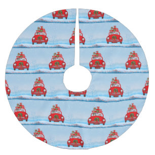 Jupon De Sapin En Polyester Brossé Chien De Berger Australien En Voiture Avec Le Père