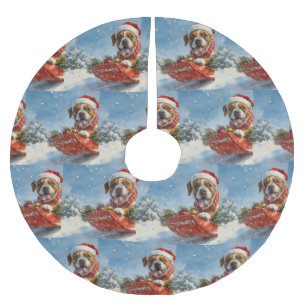 Jupon De Sapin En Polyester Brossé Chien de boxe dans la corniche laissez-le neiger N