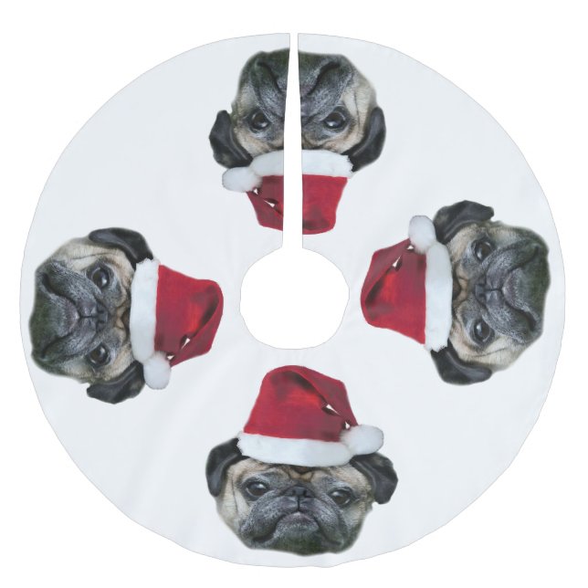 Jupon De Sapin En Polyester Brossé Chien de carlin de Noël (Devant)