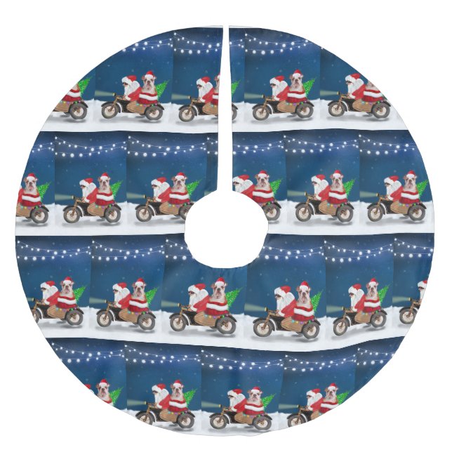 Jupon De Sapin En Polyester Brossé Chien de Noël de Noël (Devant)