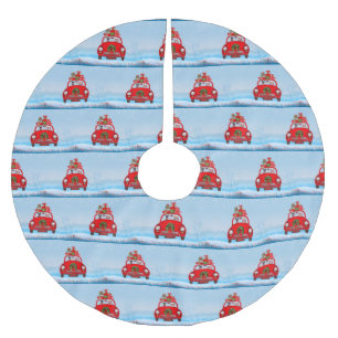 Jupon De Sapin En Polyester Brossé Chien Miniature Pinscher En Voiture Avec Le Père N