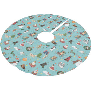 Jupon De Sapin En Polyester Brossé Chiens de Fêtes en Motif de pulls de Noël