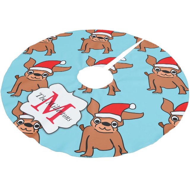 Jupon De Sapin En Polyester Brossé Chihuahua de Noël monogramme (Angle)