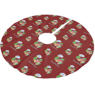 Jupon De Sapin En Polyester Brossé Chili De Noël Profond Rouge Drôle Et Festif