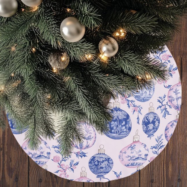 Jupon De Sapin En Polyester Brossé Chinoiserie Noël Rose & Bleu  (Créateur téléchargé)